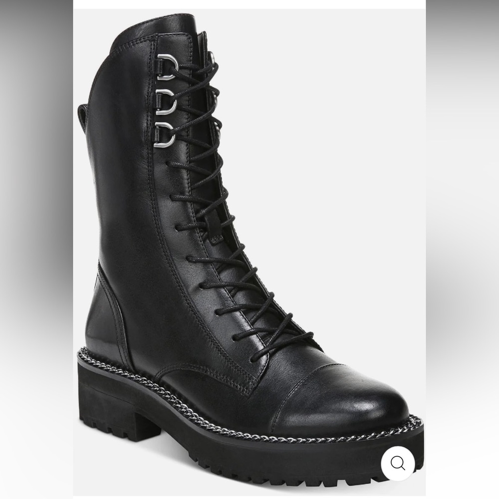 Sam Edelman Lenley Womens Leather Embellished Combat & Lace-Up Boots